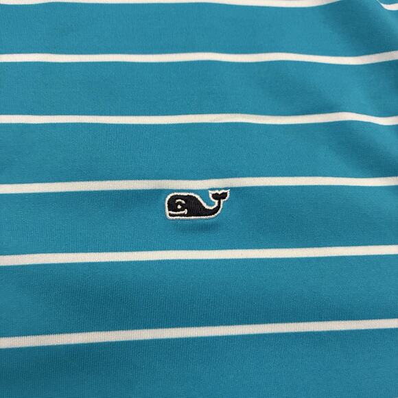 Vineyard Vines Performance Polo Shirt Mens Large Blue Stripes Preppy Rugby Golf - Picture 2 of 12